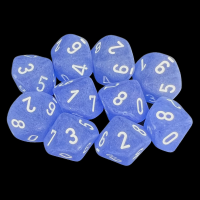 Chessex Frosted Blue & White 10 x D10 Dice Set