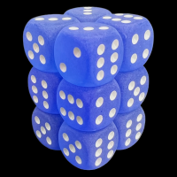 Chessex Frosted Blue & White 12 x D6 Dice Set
