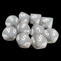 Chessex Frosted Smoke & White 10 x D10 Dice Set - Discontinued