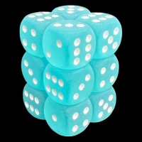 Chessex Frosted Teal & White 12 x D6 Dice Set