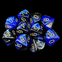 Chessex Gemini Black & Blue 10 x D10 Dice Set