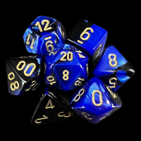 Chessex Gemini Black & Blue 7 Dice Polyset