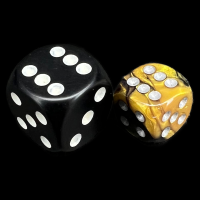 Chessex Gemini Black & Gold 12mm D6 Spot Dice - Discontinued