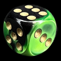 Chessex Gemini Black & Green 16mm D6 Spot Dice