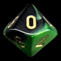 Chessex Gemini Black & Green D10 Dice