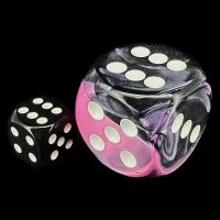Chessex Gemini Black & Pink with White BIG 30mm D6 Spot Dice