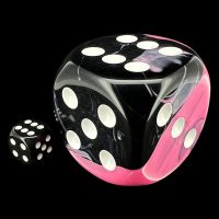 Chessex Gemini Black & Pink with White MASSIVE 50mm D6 Spot Dice