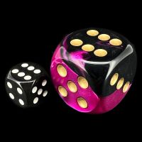 Chessex Gemini Black & Purple with Gold BIG 30mm D6 Spot Dice