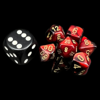 Chessex Gemini Black & Red MINI 7 Dice Polyset with Dice Cube