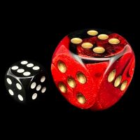 Chessex Gemini Black & Red with Gold BIG 30mm D6 Spot Dice
