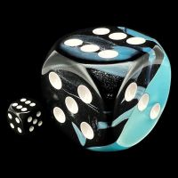 Chessex Gemini Black & Shell with White MASSIVE 50mm D6 Spot Dice