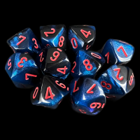 Chessex Gemini Black Starlight & Red 10 x D10 Dice Set
