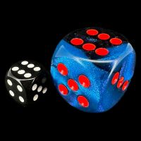 Chessex Gemini Black & Starlight with Red BIG 30mm D6 Spot Dice
