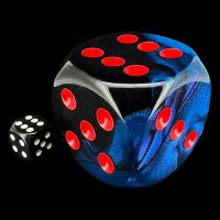 Chessex Gemini Black & Starlight with Red MASSIVE 50mm D6 Spot Dice