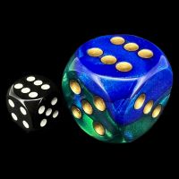Chessex Gemini Blue & Green with Gold BIG 30mm D6 Spot Dice