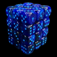 Chessex Gemini Blue & Blue Luminary Glow In Dark 36 x D6 Dice Set
