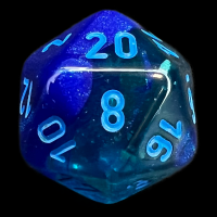 Chessex Gemini Blue & Blue Luminary Glow In Dark D20 Dice