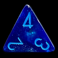 Chessex Gemini Blue & Blue Luminary Glow In Dark D4 Dice