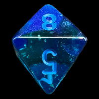 Chessex Gemini Blue & Blue Luminary Glow In Dark D8 Dice