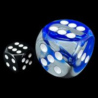 Chessex Gemini Blue & Steel with White BIG 30mm D6 Spot Dice