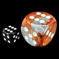 Chessex Gemini Copper & Steel with White BIG 30mm D6 Spot Dice