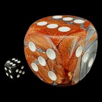 Chessex Gemini Copper & Steel with White MASSIVE 50mm D6 Spot Dice