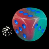 Chessex Gemini Gem Green & Pink with Blue MASSIVE 50mm D6 Spot Dice