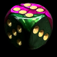 Chessex Gemini Green & Purple 16mm D6 Spot Dice