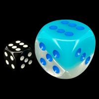 Chessex Gemini Pearl Turquoise & White with Blue BIG 30mm D6 Spot Dice