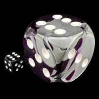Chessex Gemini Purple & Steel with White MASSIVE 50mm D6 Spot Dice