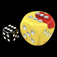 Chessex Gemini Red & Yellow with Silver BIG 30mm D6 Spot Dice