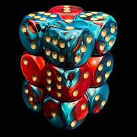 Chessex Gemini Red & Teal 12 x D6 Dice Set