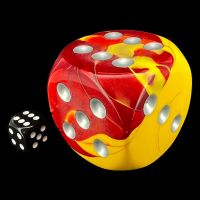 Chessex Gemini Red & Yellow with Silver MASSIVE 50mm D6 Spot Dice