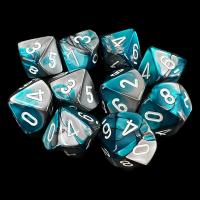 Chessex Gemini Steel & Teal 10 x D10 Dice Set