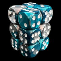 Chessex Gemini Steel & Teal 12 x D6 Dice Set