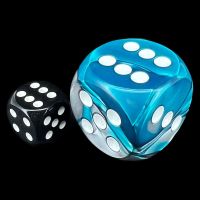 Chessex Gemini Steel & Teal with White BIG 30mm D6 Spot Dice