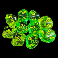 Chessex Gemini Translucent Green & Teal 10 x D10 Dice Set