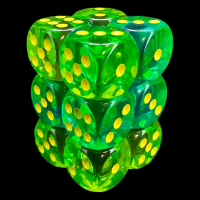 Chessex Gemini Translucent Green & Teal 12 x D6 Dice Set