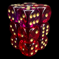 Chessex Gemini Translucent Red & Violet 12 x D6 Dice Set