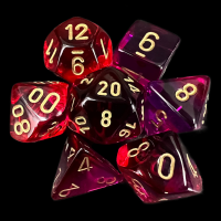 Chessex Gemini Translucent Red & Violet 7 Dice Polyset