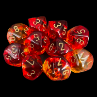 Chessex Gemini Translucent Red & Yellow 10 x D10 Dice Set