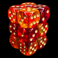 Chessex Gemini Translucent Red & Yellow 12 x D6 Dice Set