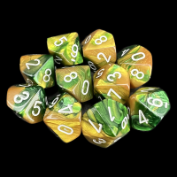 Chessex Gemini Gold & Green 10 x D10 Dice Set