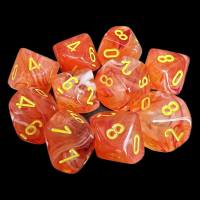 Chessex Ghostly Glow Orange 10 x D10 Dice Set - Discontinued
