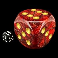 Chessex Glitter Ruby with Gold MASSIVE 50mm D6 Spot Dice