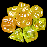 Chessex LAB 6 Borealis Canary &amp; White Luminary 7 Dice Polyset