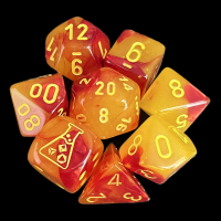 Chessex LAB 8 Gemini Gellow-Red With Yellow Luminary 7 Dice Polyset