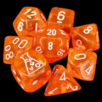 Chessex LAB 7 Translucent Neon Orange & White 7 Dice Polyset