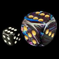 Chessex Lustrous Shadow with Gold BIG 30mm D6 Spot Dice