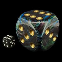 Chessex Lustrous Shadow with Gold MASSIVE 50mm D6 Spot Dice